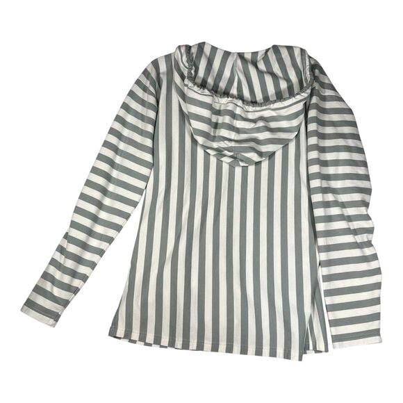 Bianc  Hooded Tunic Top Gray And White Front Pocket Vacation Resort - Picture 5 of 8